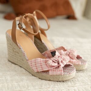 Women's‎ Nautica Curia Red and White Espadrilles with Bow Detail size 9.5